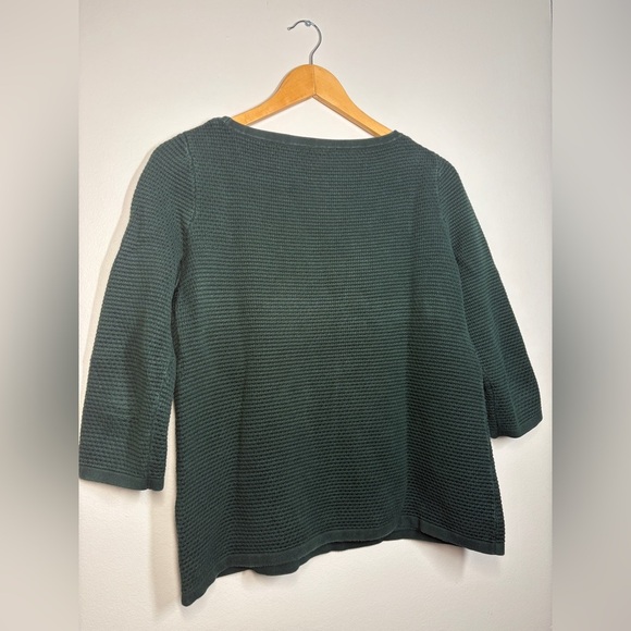 COS 3/4 Length Sleeve Dark Green Ribbed Textured Crewneck Sweater - Picture 5 of 8